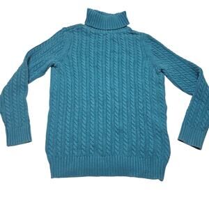 Croft & Barrow Sweater Women's Aqua Blue Knitted Long Sleeve Pullover Medium 90s